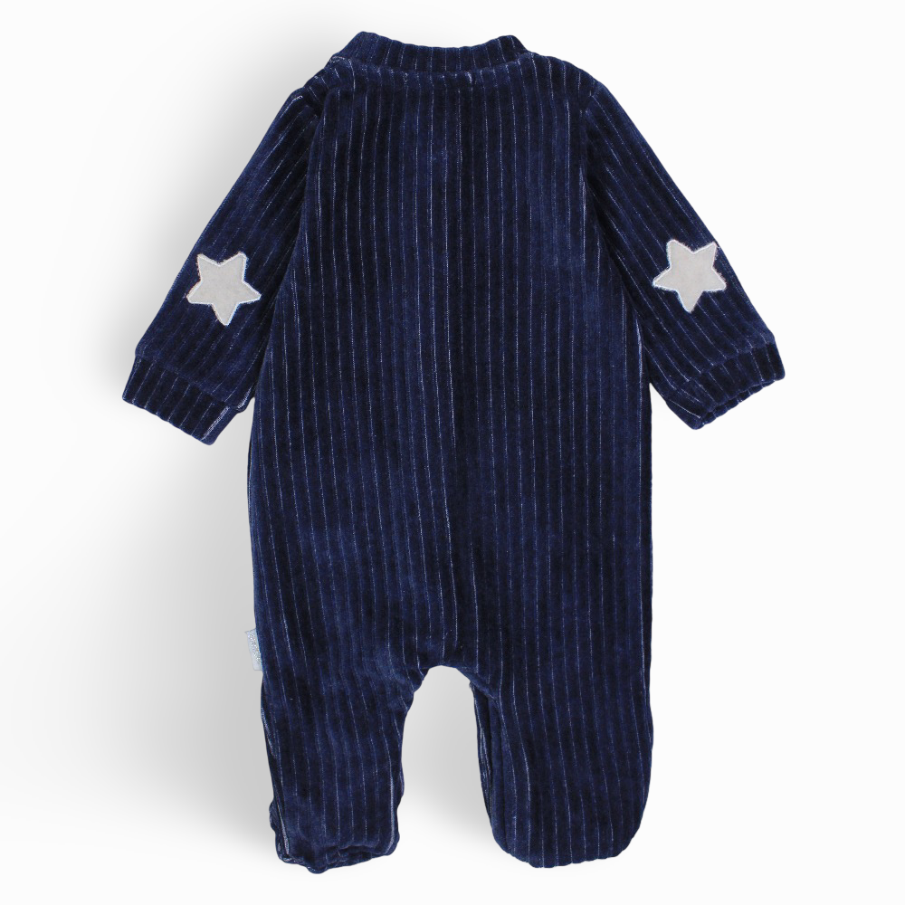 Baby Boys Velvet Baby Footie - Car & Stars Design