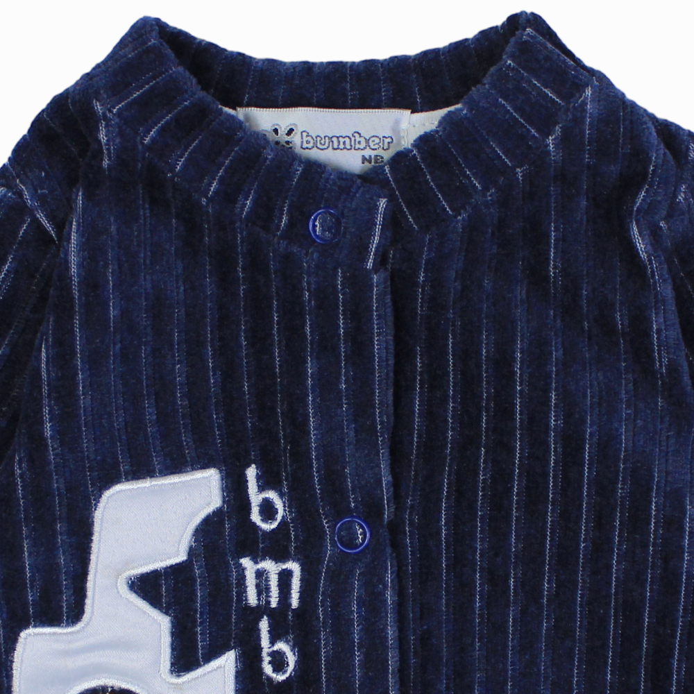 Baby Boys Velvet Baby Footie - Car & Stars Design