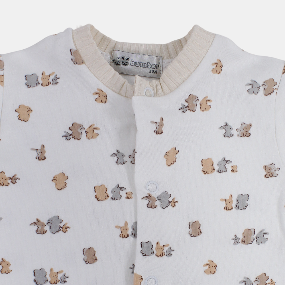 Baby Boys Cotton Romper – Bear & Bunny Print