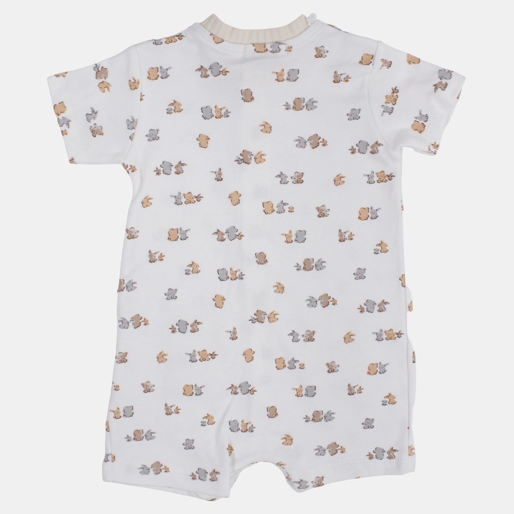 Baby Boys Cotton Romper – Bear & Bunny Print