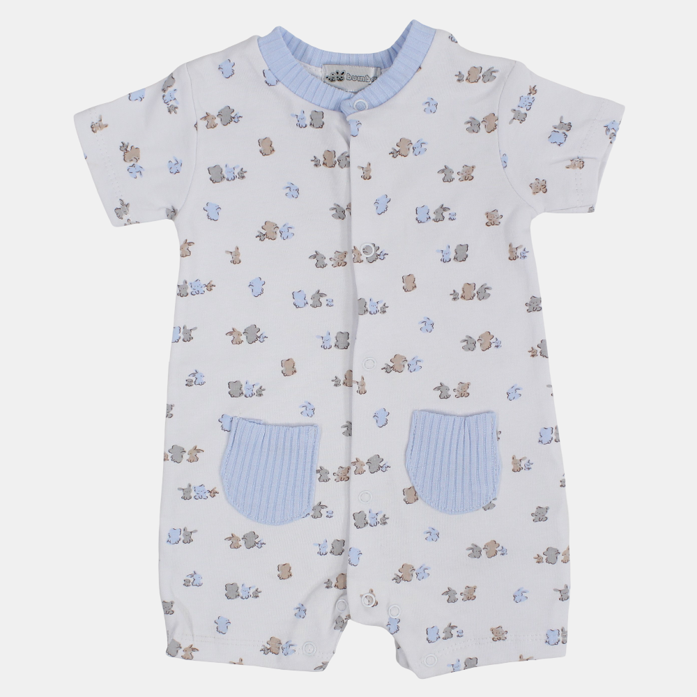 Baby Boys Cotton Romper – Bear & Bunny Print