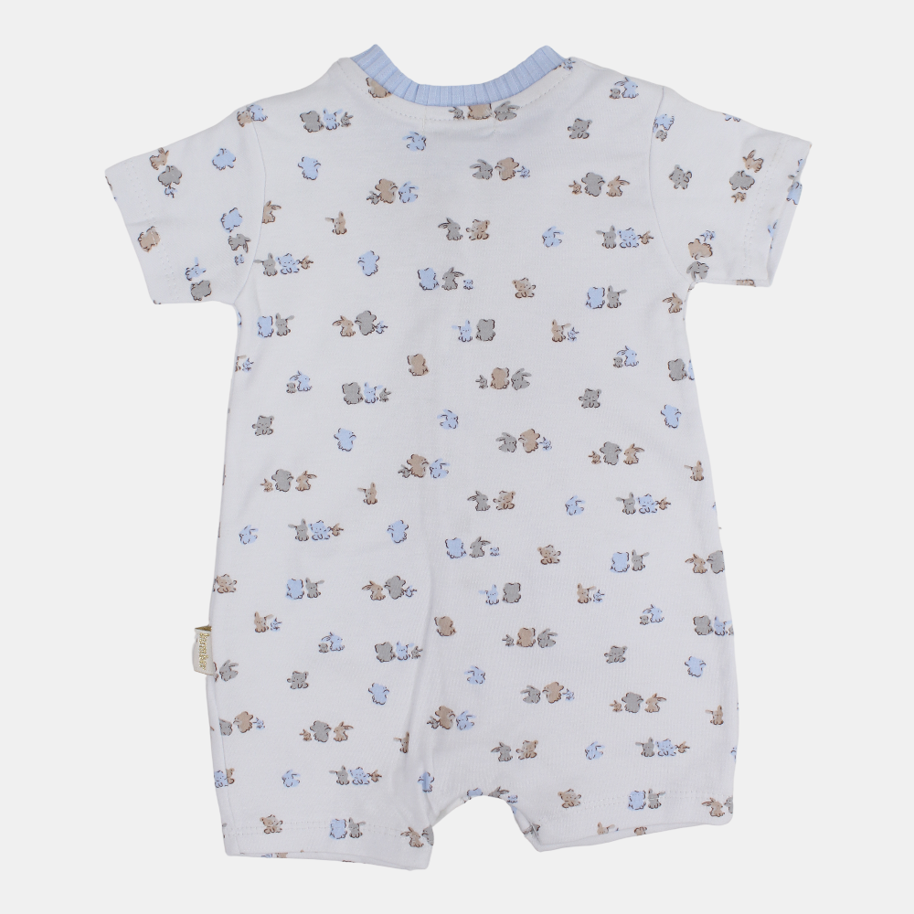 Baby Boys Cotton Romper – Bear & Bunny Print