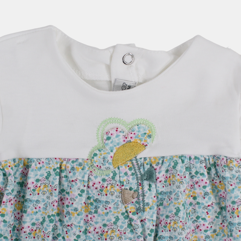 Baby Girls Cotton Romper – Floral Print