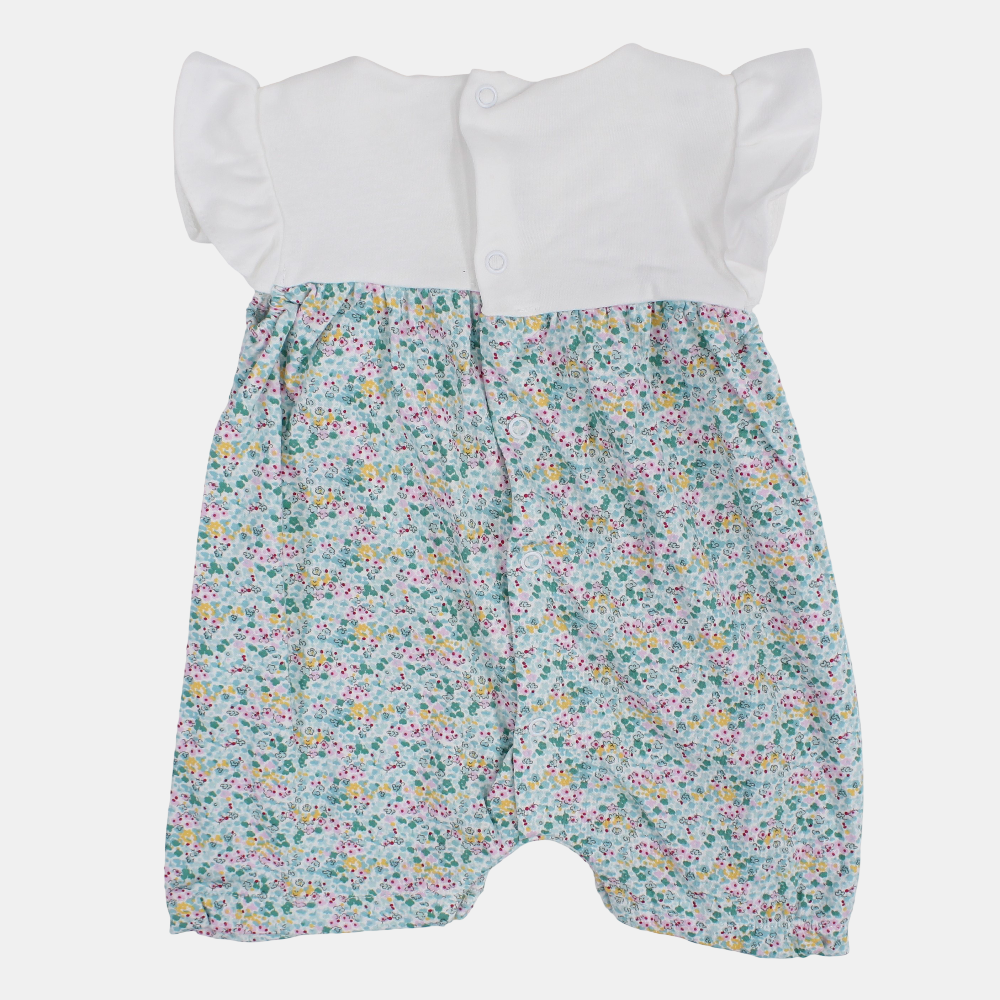 Baby Girls Cotton Romper – Floral Print