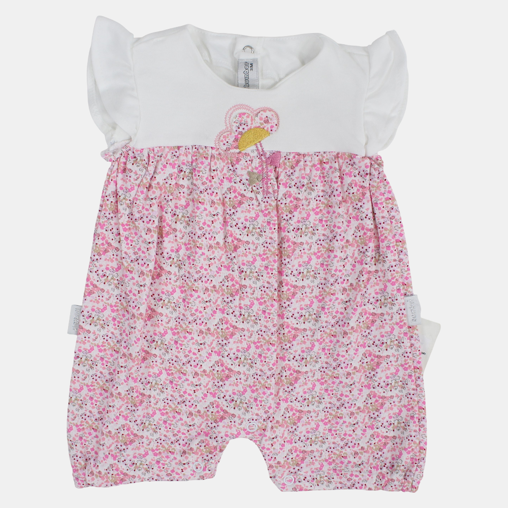 Baby Girls Cotton Romper – Floral Print