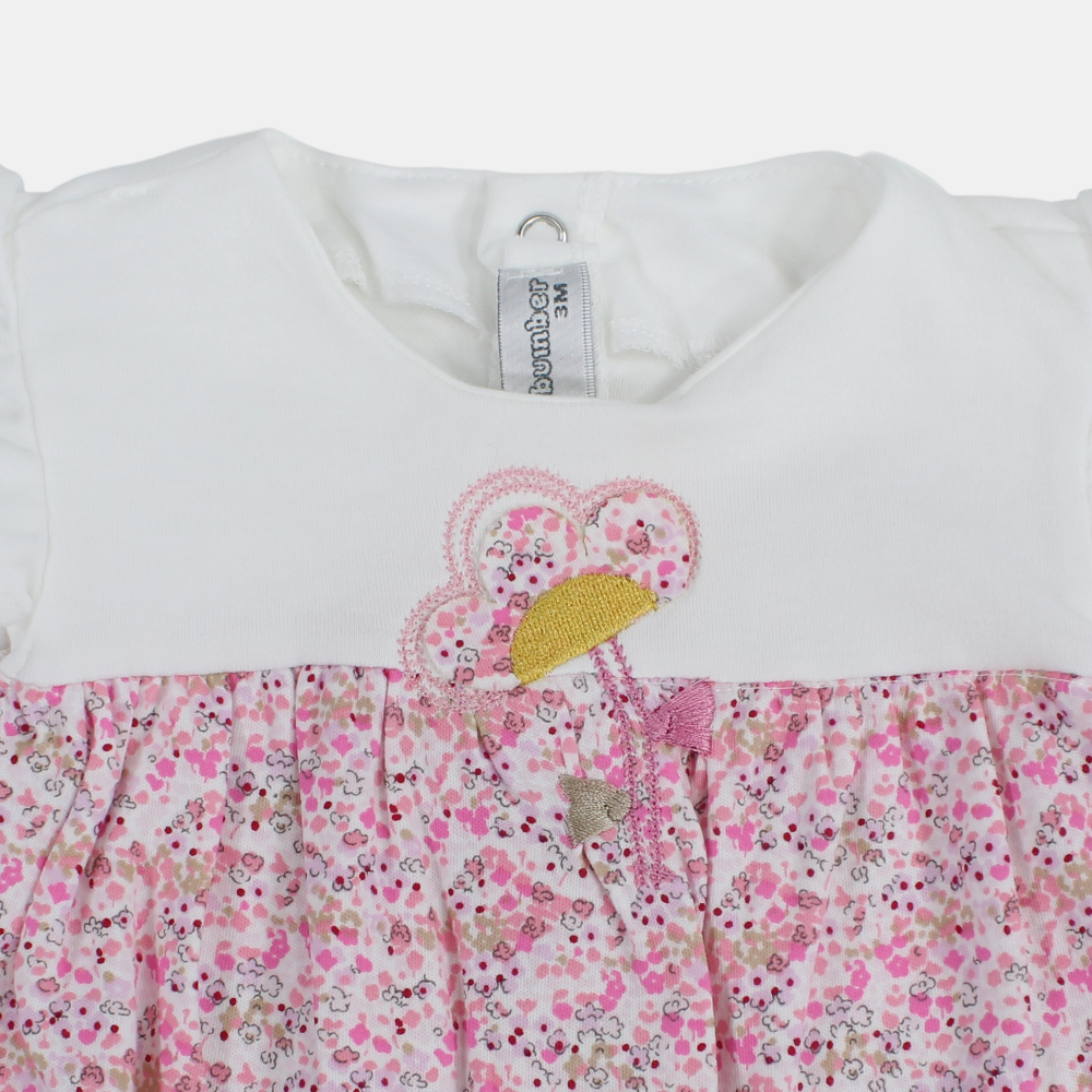 Baby Girls Cotton Romper – Floral Print
