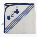 Cotton Baby Hooded Towel - White with Cute Design