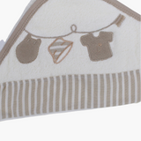Cotton Baby Hooded Towel - White with Cute Design