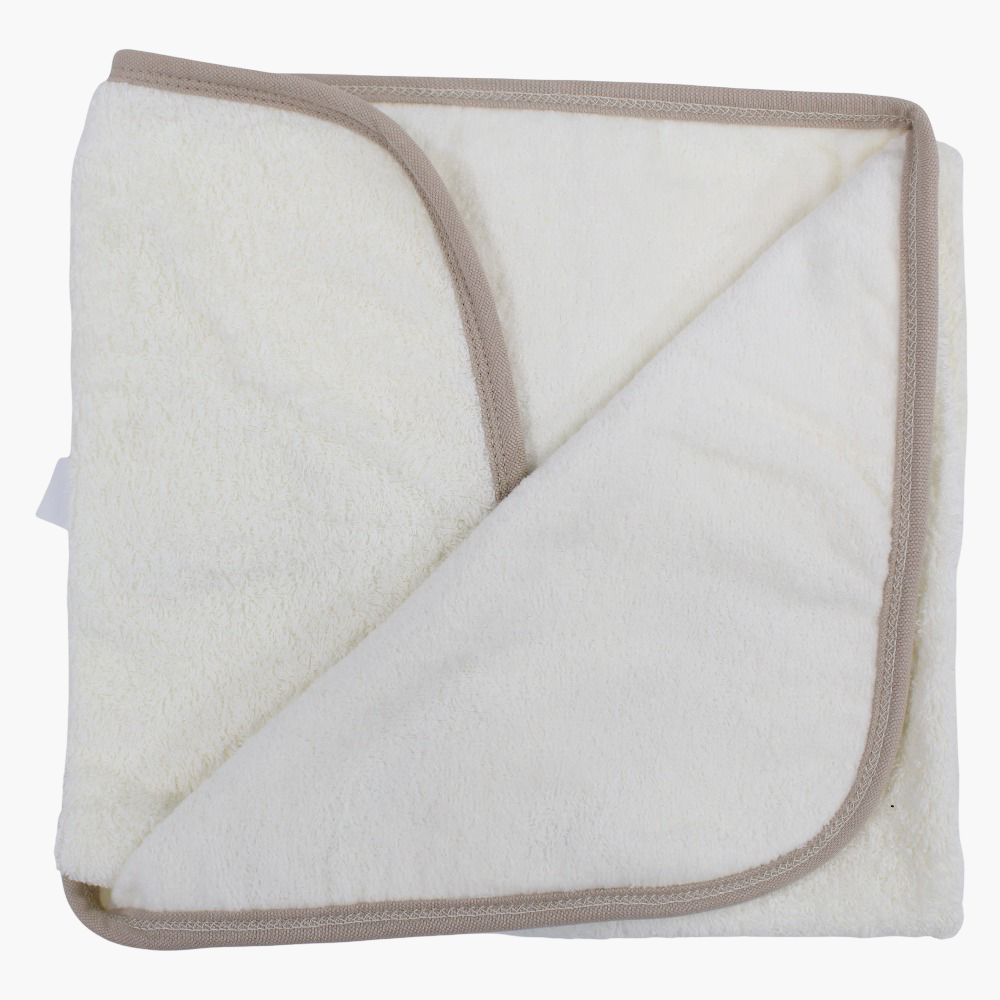 Cotton Baby Hooded Towel - White with Cute Design