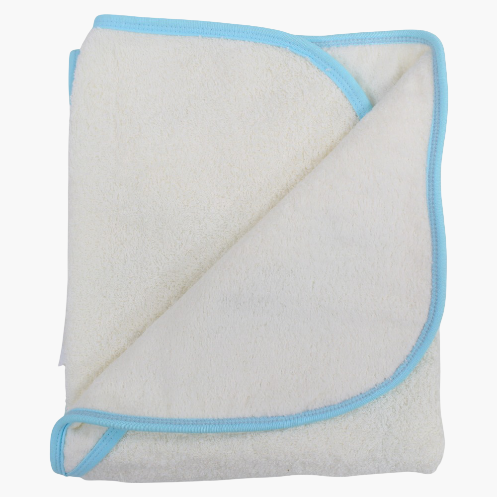 Cotton Baby Hooded Towel - White with Bow Design