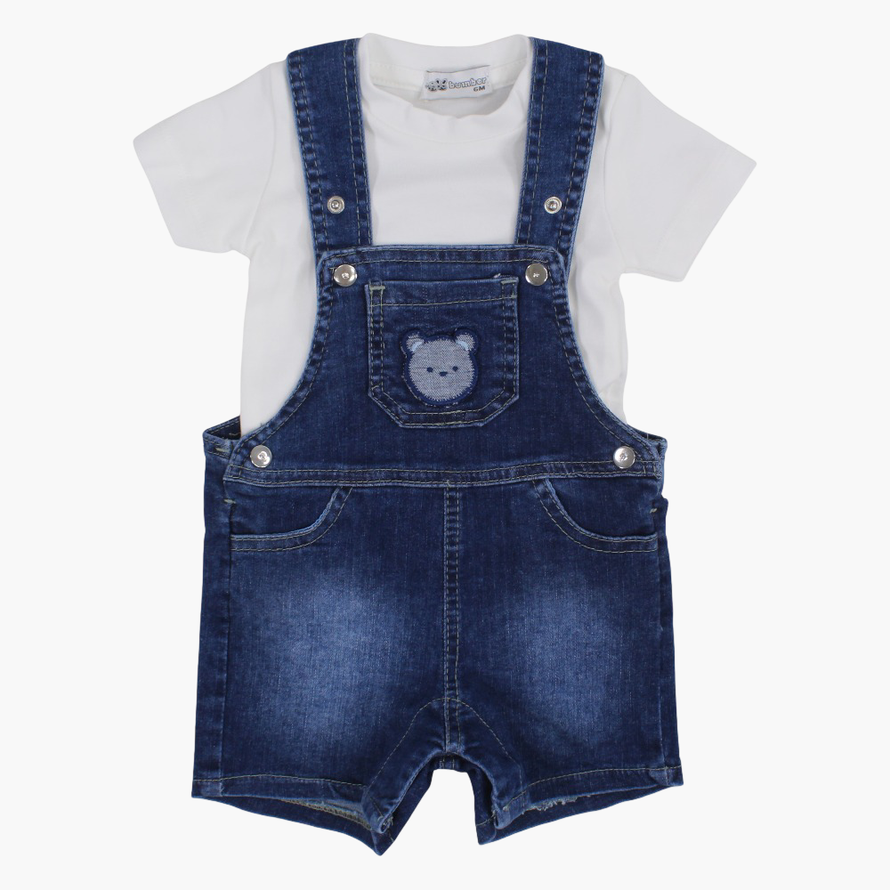 Unisex Baby Overall – Denim with Cute Bear Design