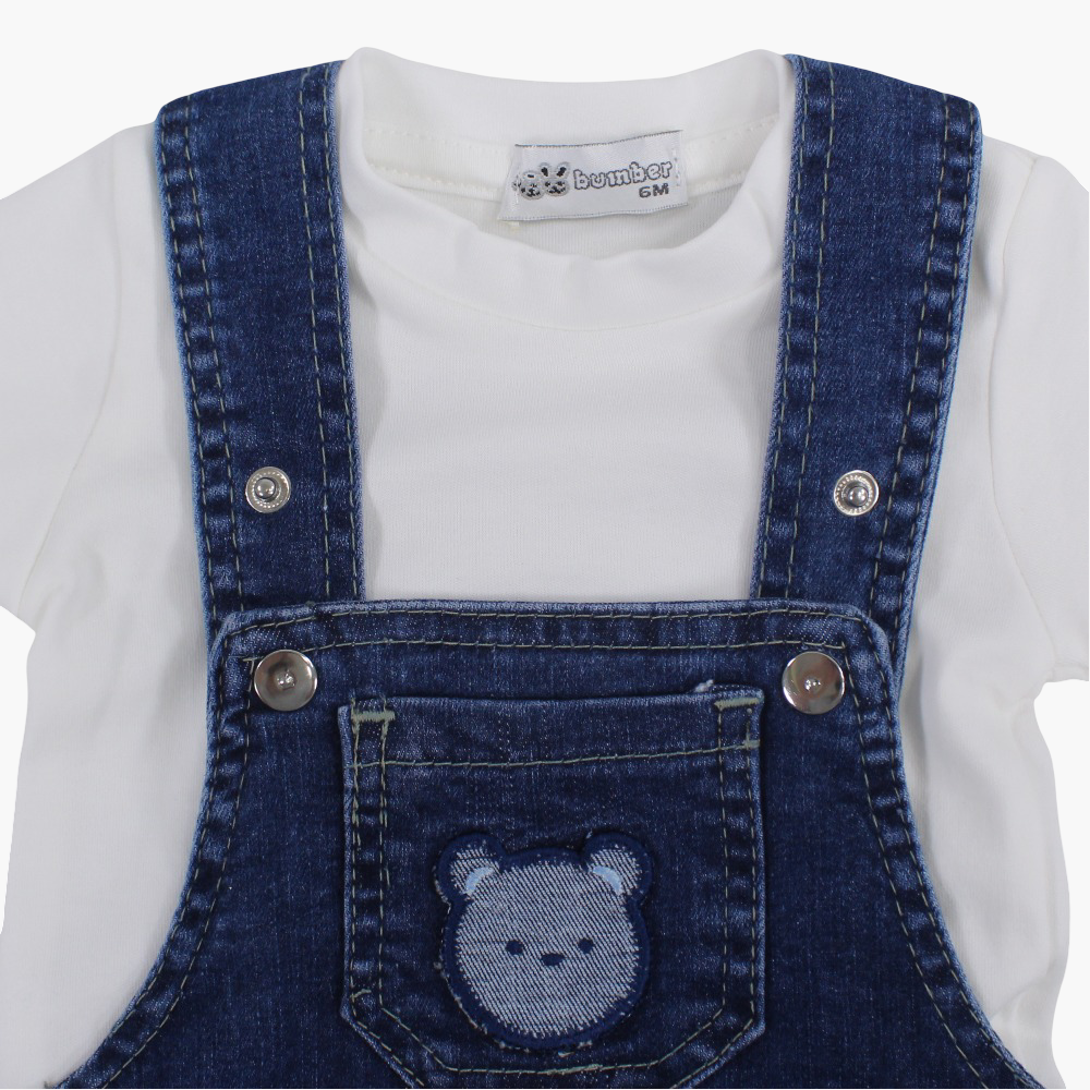 Unisex Baby Overall – Denim with Cute Bear Design