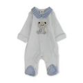 Baby Boys Cotton Baby Footie – Teddy Bear Embroidery