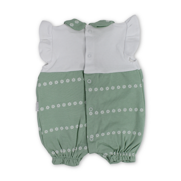 Baby Girls Cotton Romper – Teddy Bear Embroidery