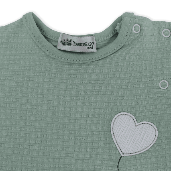 Baby Girls Cotton Romper – Heart Embroidery
