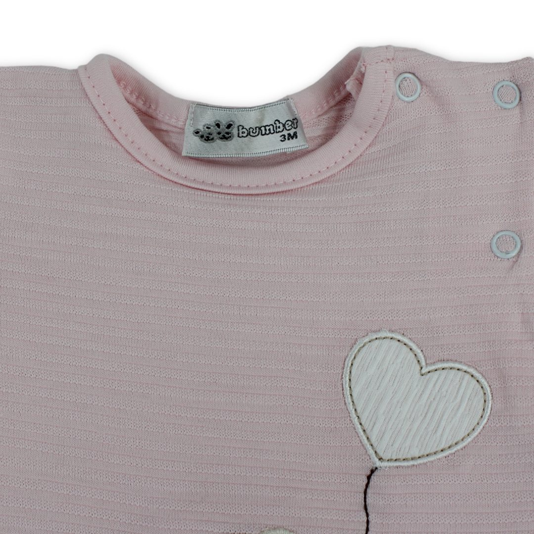 Baby Girls Cotton Romper – Heart Embroidery