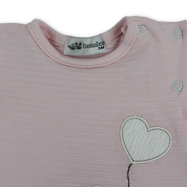 Baby Girls Cotton Romper – Heart Embroidery