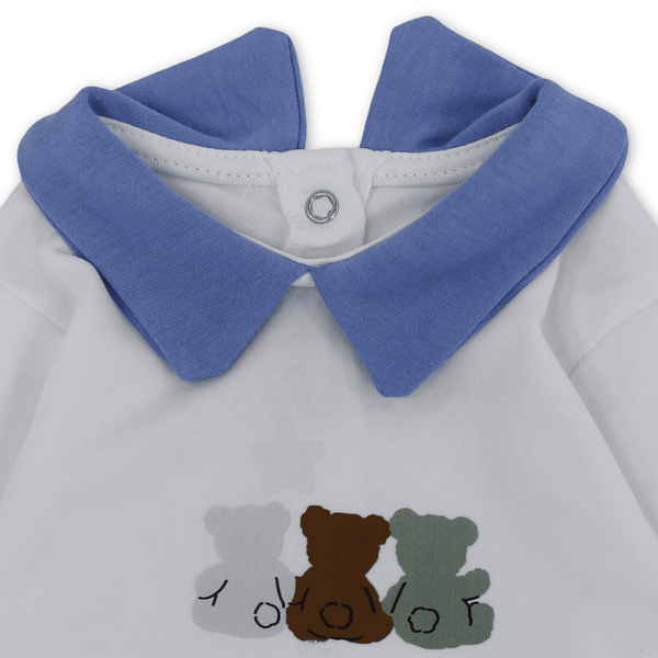 Unisex Baby Cotton Baby Footie – 3 Teddy Bears Print
