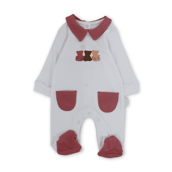 Unisex Baby Cotton Baby Footie – 3 Teddy Bears Print