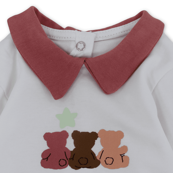 Unisex Baby Cotton Baby Footie – 3 Teddy Bears Print