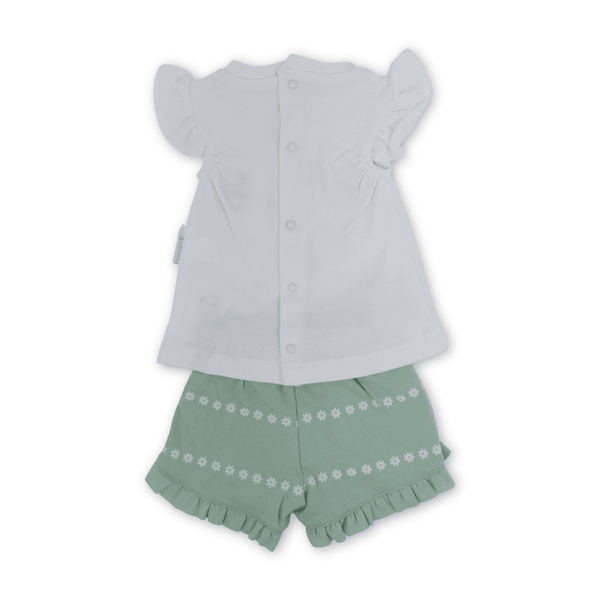 Baby Girls Cotton Outfit Set – Teddy Bear Embroidery
