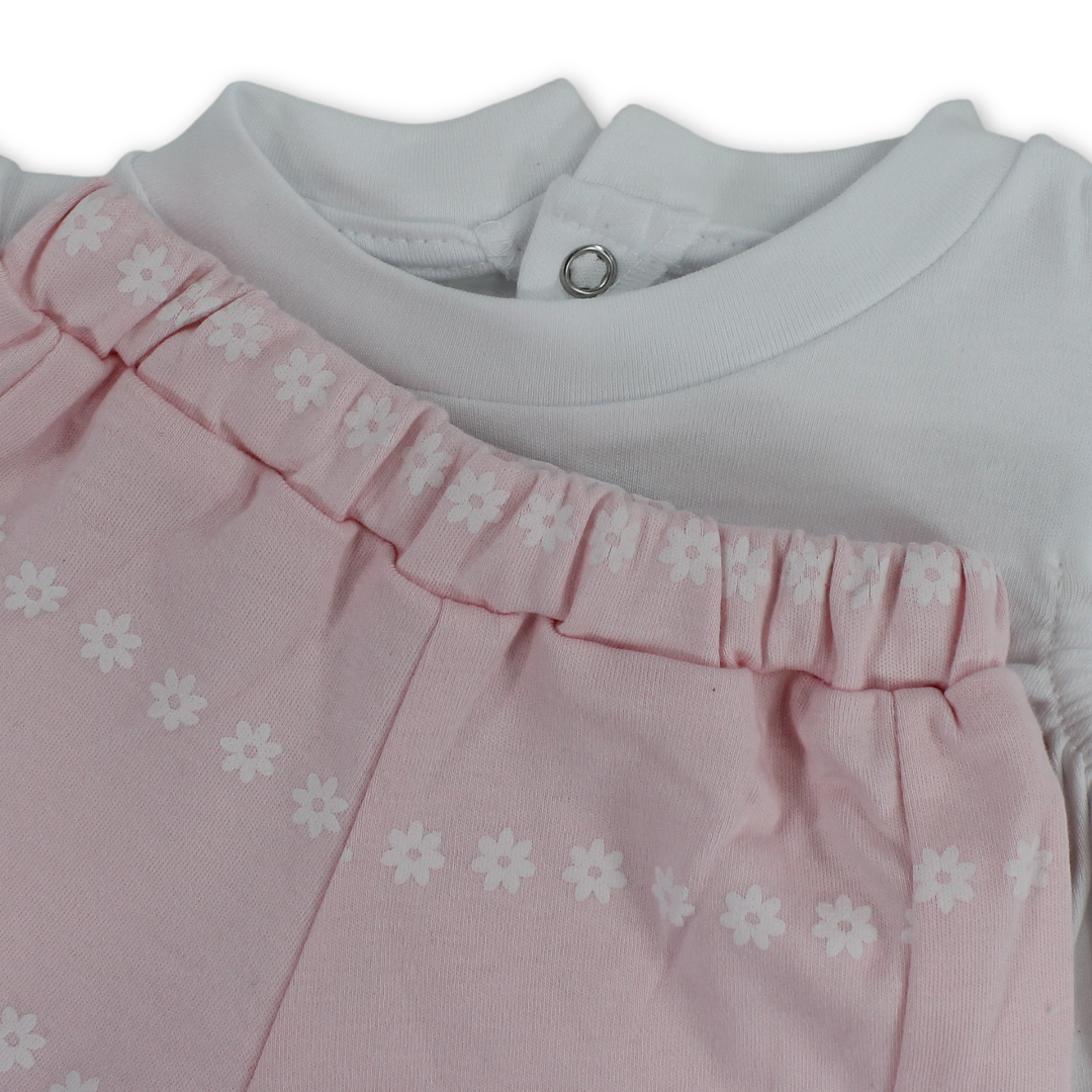 Baby Girls Cotton Outfit Set – Teddy Bear Embroidery