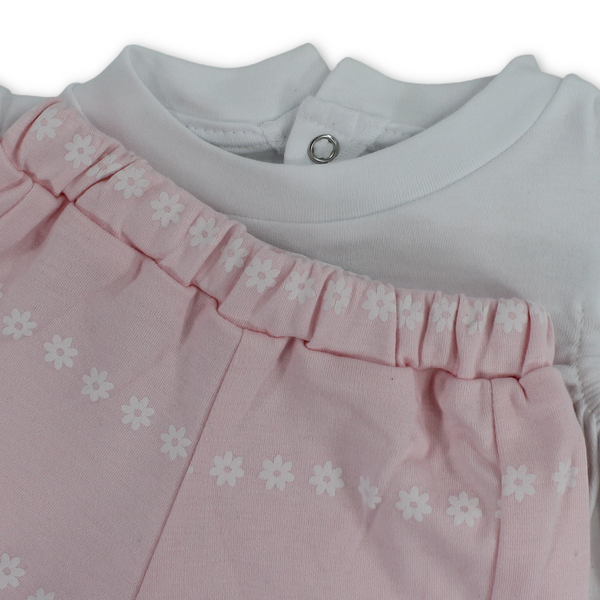 Baby Girls Cotton Outfit Set – Teddy Bear Embroidery