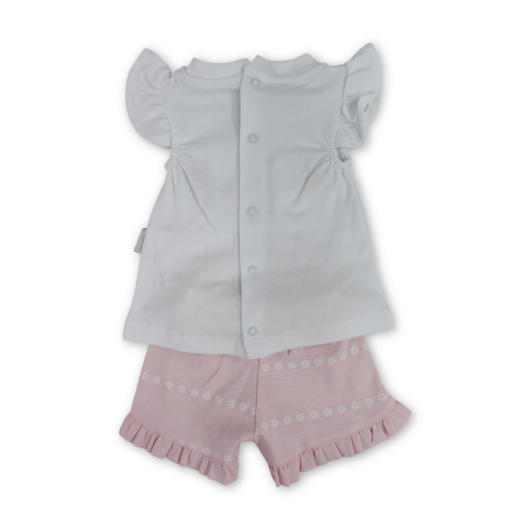 Baby Girls Cotton Outfit Set – Teddy Bear Embroidery