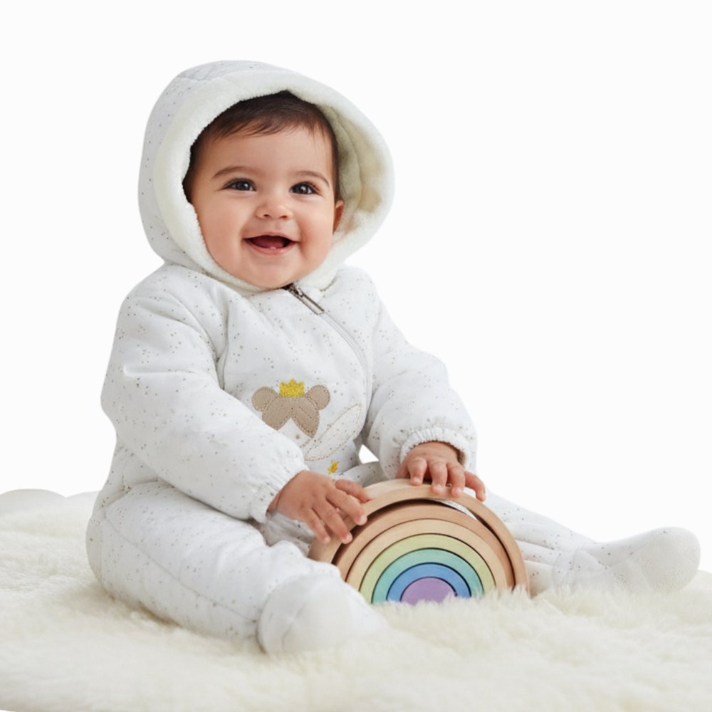Baby Girls Waterproof Hooded Overall - Cute Girl Design