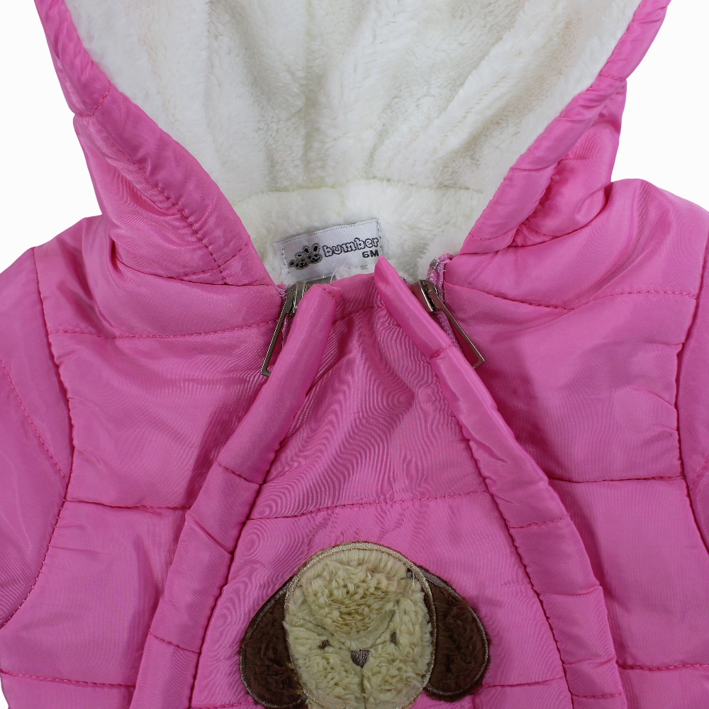 Baby Girls Waterproof Hooded Overall - Dog Face Design