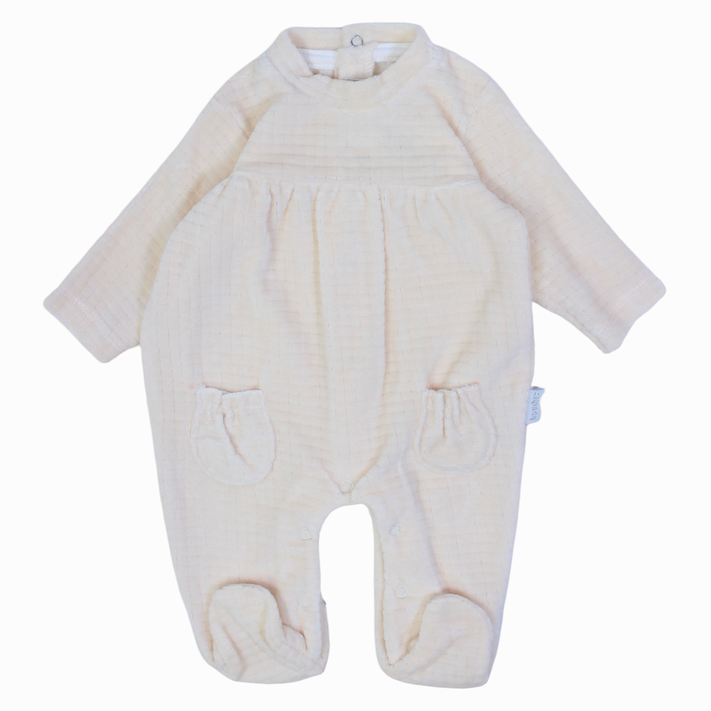 Baby Girls Plain Velvet Baby Footie