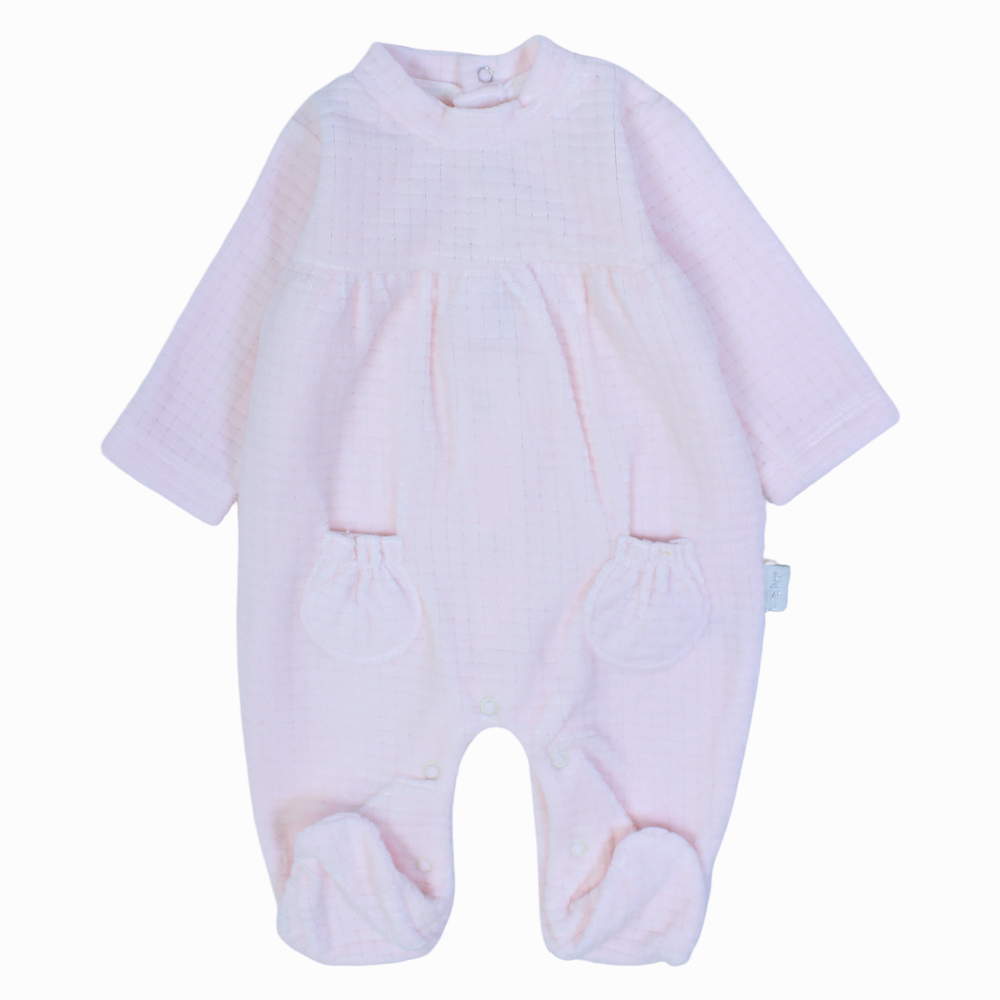 Baby Girls Plain Velvet Baby Footie