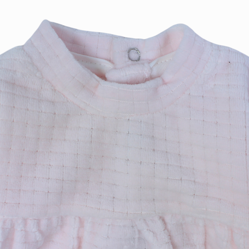 Baby Girls Plain Velvet Baby Footie