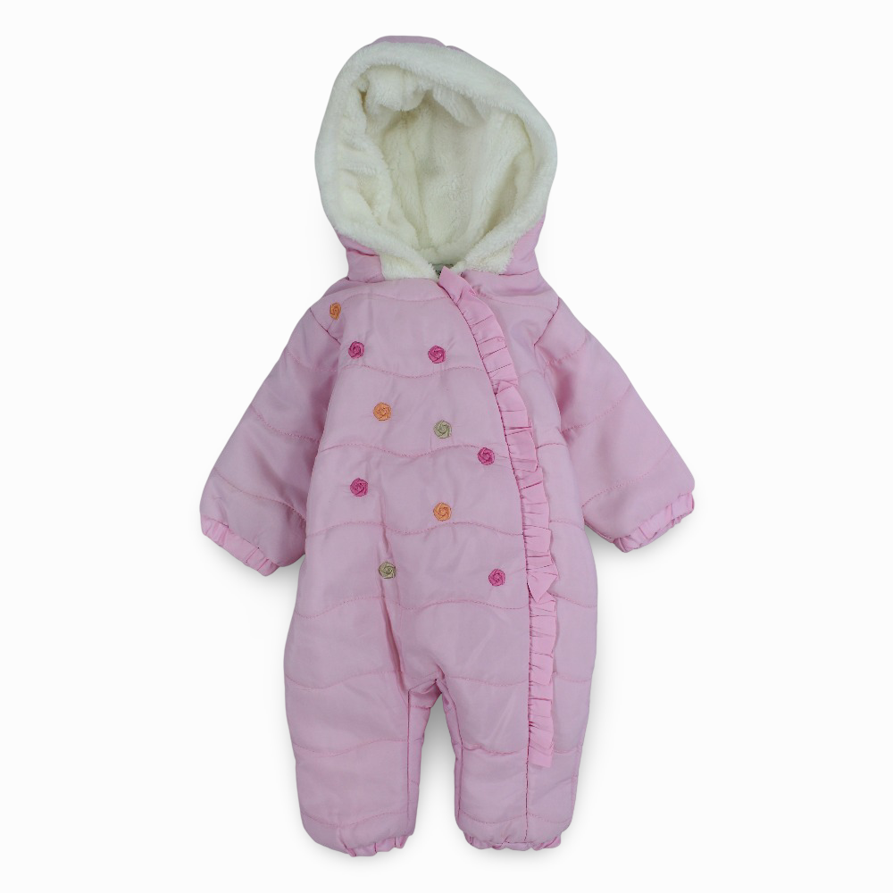 Baby Girls Waterproof Hooded Overall - Flowers Design