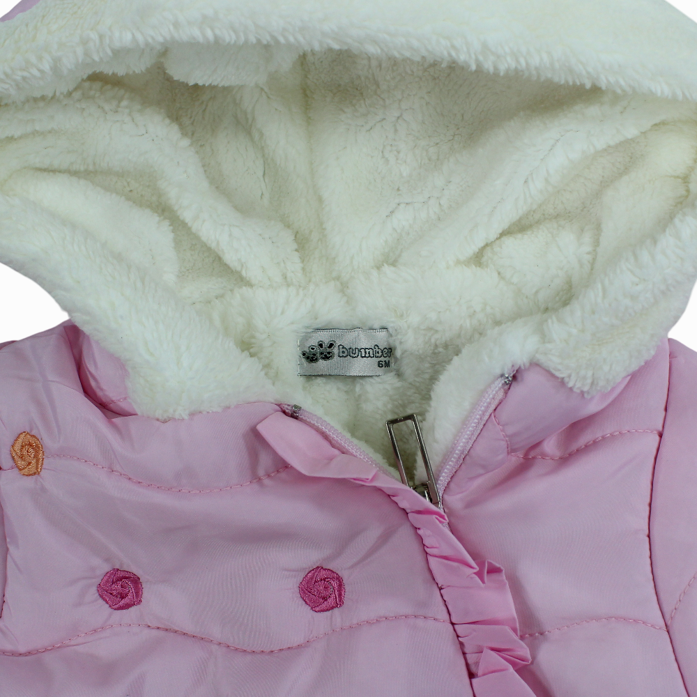 Baby Girls Waterproof Hooded Overall - Flowers Design