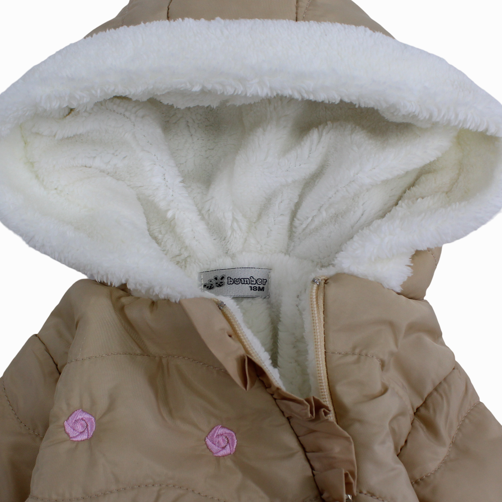 Baby Girls Waterproof Hooded Overall - Flowers Design