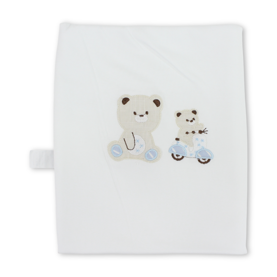 Cotton Baby Blanket – Teddy Bear Embroidery