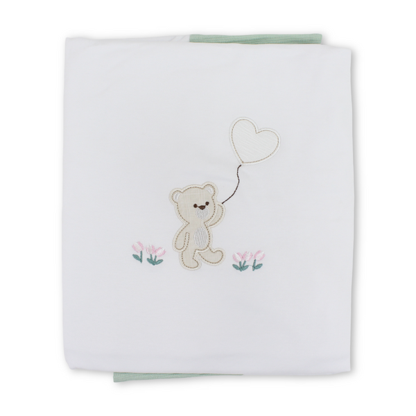 Cotton Baby Blanket – Teddy Bear Embroidery