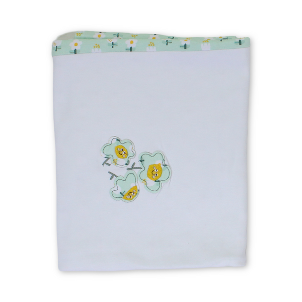 Cotton Baby Blanket – Flowers Embroidery