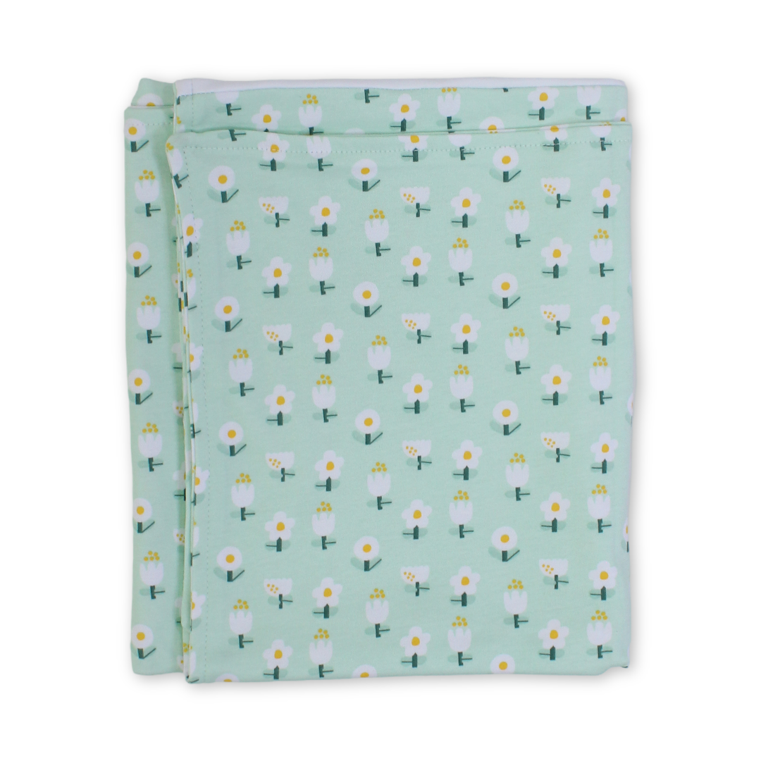 Cotton Baby Blanket – Flowers Embroidery