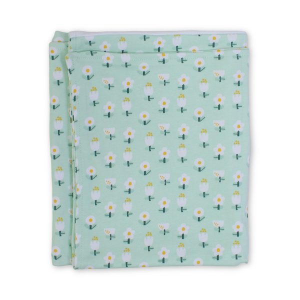 Cotton Baby Blanket – Flowers Embroidery