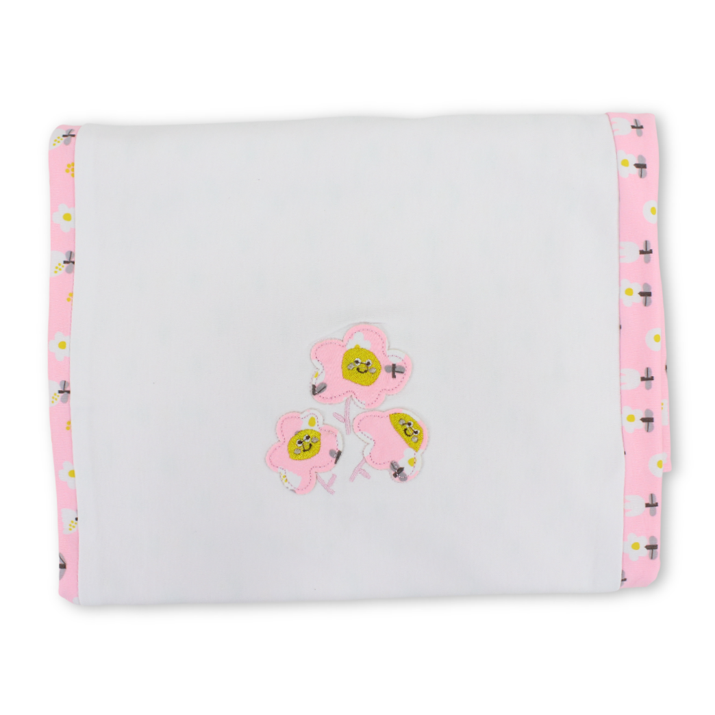 Cotton Baby Blanket – Flowers Embroidery