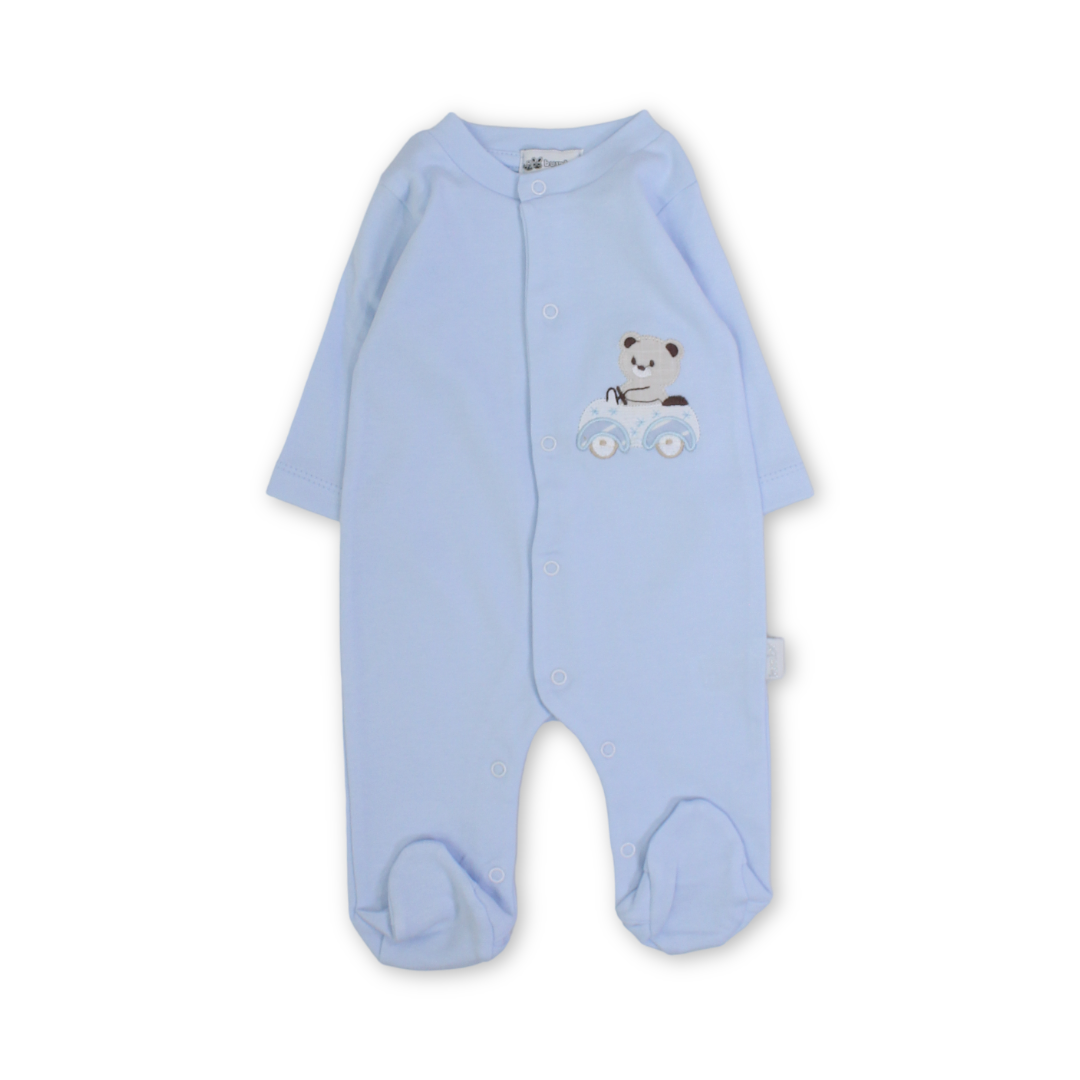 Baby Boys Cotton Baby Footie Onesie – Teddy Bear Embroidery - Clothing - Bumber