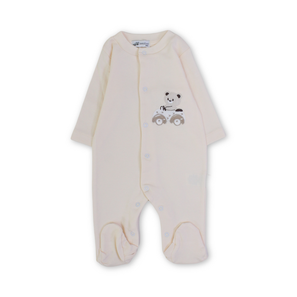 Baby Boys Cotton Baby Footie Onesie – Teddy Bear Embroidery