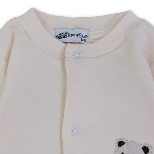Baby Boys Cotton Baby Footie Onesie – Teddy Bear Embroidery