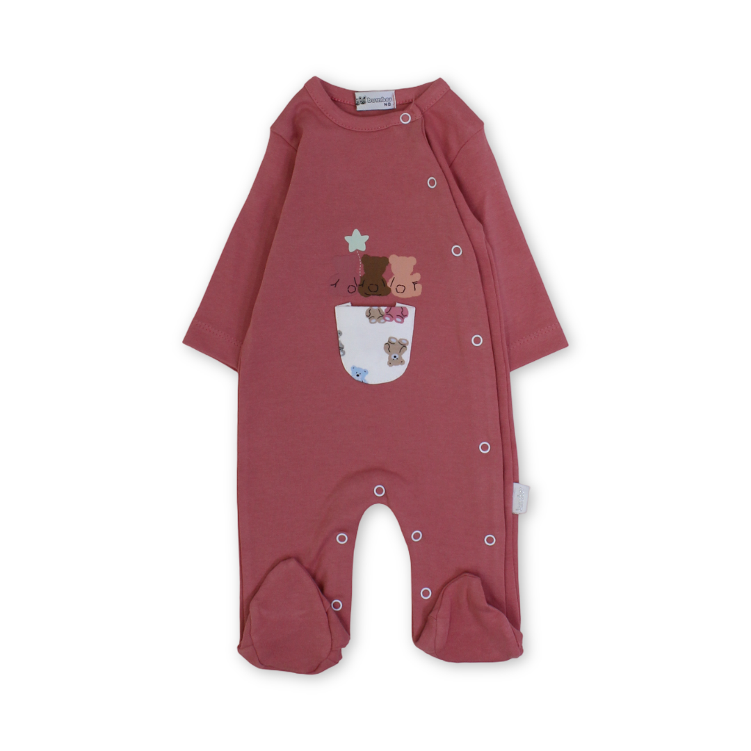 Baby Boys Cotton Baby Footie Onesie – Teddies Embroidery - Clothing - Bumber