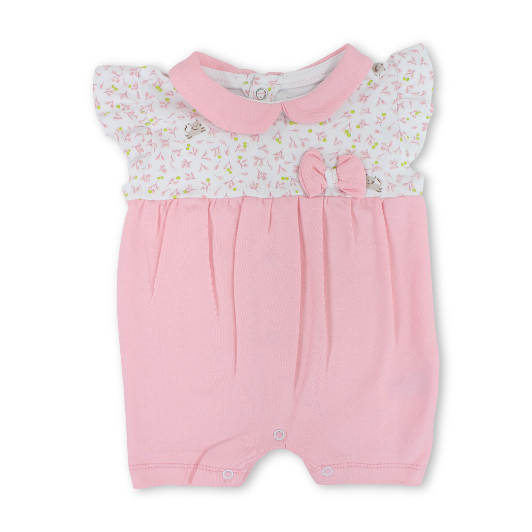 Baby Girls Cotton Romper – Bow Design - Clothing - Bumber