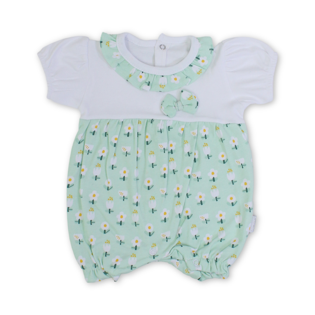 Baby Girls Cotton Romper – Bow Design - Clothing - Bumber