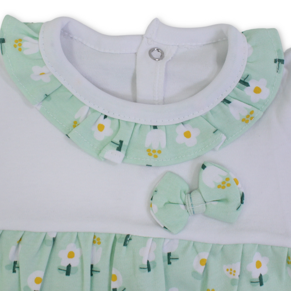 سالوبيت قطن للرضع البنات - بتصميم فيونكة