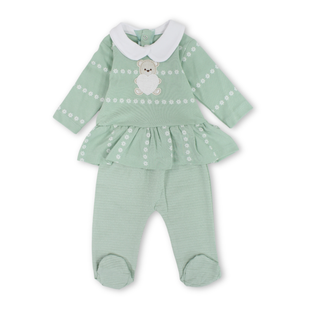 Baby Girls Cotton Pajama – Teddy Embroidery
